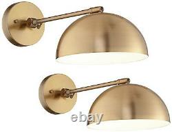 Modern Wall Lamps Set of 2 Antique Brass Plug-In Fixture Adjustable for Bedroom