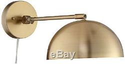 Modern Wall Lamps Set of 2 Antique Brass Plug-In Fixture Adjustable for Bedroom