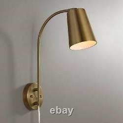 Modern Wall Lamps Set of 2 Brass Plug-In 5 Fixture Metal Cone Shade for Bedroom