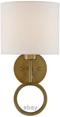 Modern Wall Lamps Set of 2 Brass Plug-In 8 Fixture White Drum Shade for Bedroom