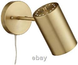 Modern Wall Lamps Set of 2 Polished Brass Plug-In 5 Fixture Metal Shade Bedroom