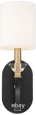 Modern Wall Light Sconce Black Gold Hardwired 5 Fixture White Shade for Bedroom