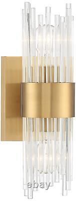 Modern Wall Light Sconce Brass Hardwired 5 2-Light Fixture Glass Rods Bedroom