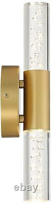 Modern Wall Light Sconce LED Gold 13 2-Light Fixture Bubbled Acrylic Bathroom