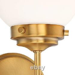 Modern Wall Light Sconces Set of 2 Brass Hardwired 6 Fixture Glass for Bedroom