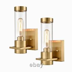 Modern Wall Sconce Brass Gold Wall Light Fixtures Over Mirror with Cylindrical