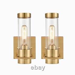 Modern Wall Sconce Brass Gold Wall Light Fixtures Over Mirror with Cylindrical