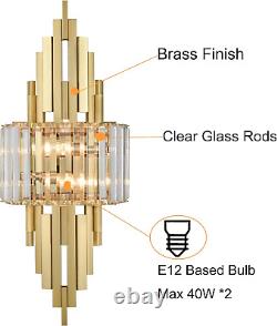 Modern Wall Sconces 2-Light Gold Wall Sconce Glass Wall Light Hallway Light for