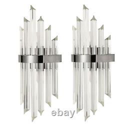 Modern Wall Sconces Set of 2 Black Wall Sconce Crystal-Look Glass Wall Lights