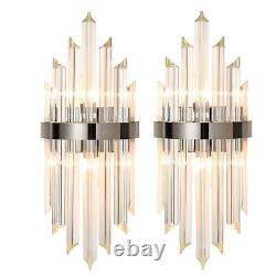 Modern Wall Sconces Set of 2 Black Wall Sconce Crystal-Look Glass Wall Lights
