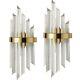 Modern Wall Sconces Set of 2 Brass Wall Sconce Crystal-Look Glass Wall Lights