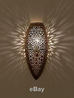 Moroccan Gold Sconce Light Wall Fixture Decorative Engraved Copper Handmade