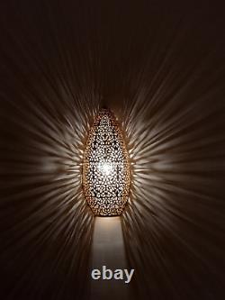 Moroccan Sconce Light Wall Fixture Decorative Engraved Brass Handmade
