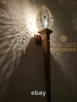 Moroccan Torch Wall Light vtg Sconce Brass Home Decor