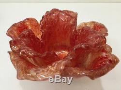 Murano Venice Italy Bavai Art Glass Red & Gold Rose Shade only for Wall Sconce