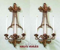 NEW FRENCH VICTORIAN LARGE 25 SCROLL IRON Candle Holder Wall Sconce SET/2