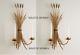 NEW HORCHOW FRENCH 26.5H WHEAT GOLD IRON Candle Holder Wall Sconce SET/2