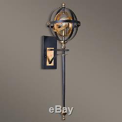 New Large 36 Dark Bronze & French Gold Metal Wall Sconce Modern Sphere Style