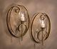 NEW MODERN LARGE 19 SCROLL HAND FORGE GOLD IRON Candle Holder Wall Sconce SET/2
