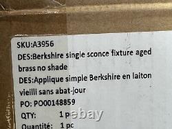 NIB REJUVENATION Berkshire Single Aged Brass Sconce with White Shade-NEW