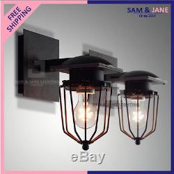 New BISTRO GLOBE CLEAR GLASS Double SCONCE Wall Fixture LED Lamp Brass Socket