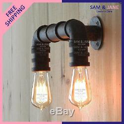 New BISTRO GLOBE CLEAR GLASS Double SCONCE Wall Fixture LED Lamp Brass Socket