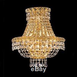 New! Crystal Wall Sconce Tranquil Gold 3 Lights 12X17X7
