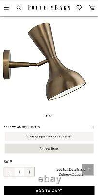 New Without Box $620 Pottery Barn Parsons Antique Brass Hanging Wall Sconce