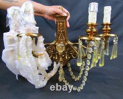 Nib Horchow 4 Light Wall Sconce Chandelier Copper/gold Color Amber Crystals