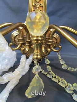 Nib Horchow 4 Light Wall Sconce Chandelier Copper/gold Color Amber Crystals