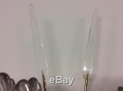 Nice large wall lamp sconces pair gold and glass french c1950 mid century
