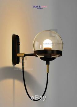 Night Light BRASS ROUND BISTRO Wall Sconce Fixture Vintage French LED Gold Lamp