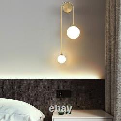 Nordic Style 2 Heads Wall Sconce Light Globe Glass Shade Wall Mount Lamp Fixture