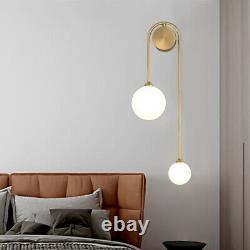 Nordic Style 2 Heads Wall Sconce Light Globe Glass Shade Wall Mount Lamp Fixture