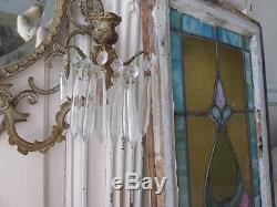OMG Old Vintage MIRRORED WALL SCONCE Candle Holder Dripping Crystals Ornate