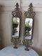 OMG PAIR Old Vintage WALL MIRRORS SCONCES Ornate Cast Metal Very Shapely Unique