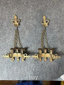 ONE PAIR OF VINTAGE, 1967 SEXTON GOTHIC CANDLE HOLDERS WALL SCONCES-In/Outdoor