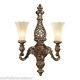Old World French Country Baroque Rococo Ornate 2 Light Wall Sconce 27H