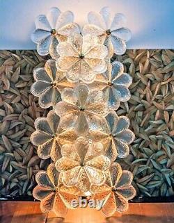Original Ernst Palme Plawa Floral Wall Light Sconce 11 Murano Glass Flowers 1960