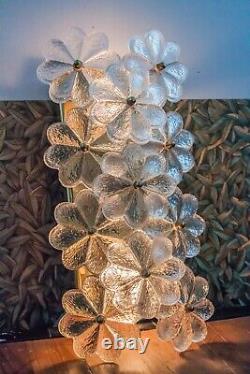 Original Ernst Palme Plawa Floral Wall Light Sconce 11 Murano Glass Flowers 1960