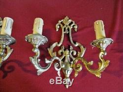 Ornate Vintage French Wall Lights, Double Arm Sconce, Ormolu Brass, Rococo style