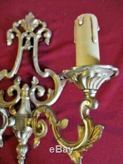 Ornate Vintage French Wall Lights, Double Arm Sconce, Ormolu Brass, Rococo style