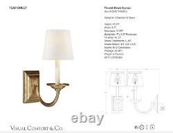 PAIR (2) Visual Comfort CHD 1495GI-L, Flemish Sconces, Gild with Linen Shades