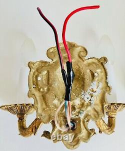 PAIR 9x5.5 2-Light Antique Wall Sconce Bronze Louis Chandelier Spanish French