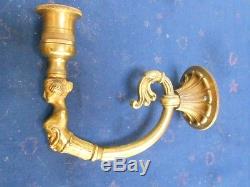 PAIR ANTIQUE French SOLID BRonze WALL Candle SCONCES FIGURE shape
