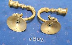 PAIR ANTIQUE French SOLID BRonze WALL Candle SCONCES FIGURE shape
