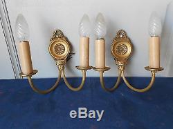 PAIR ANTIQUE French bronze WALL Light SCONCES