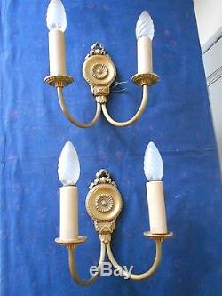 PAIR ANTIQUE French bronze WALL Light SCONCES