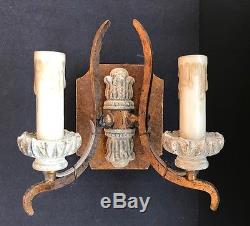 PAIR Aidan Gray Double Arm Helette Wall Sconces Antique French Style