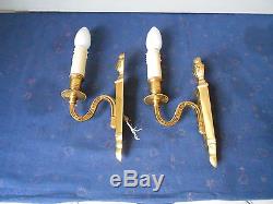 PAIR Antique French Bronze WALL Light SCONCES
